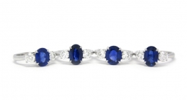R1105 - prsteny vyrobené z 18kt bílého zlata s modrými safíry a diamanty - foto č. 103