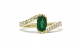 R1115-299 - prsten vyrobený ze zlata se smaragdem a diamanty - foto č. 109