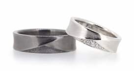 W2272-690 - snubní prsteny vyrobené z tantalu a zlata s diamanty - foto č. 255