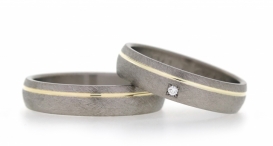 W2276-691 - snubní prsteny vyrobené z titanu a zlata s diamantem - foto č. 258
