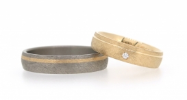 W2317-792 - snubní prsteny vyrobené z titanu a růžového zlata s diamantem - foto č. 226