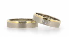W2330-807 - snubní prsteny vyrobené z bílého a žlutého zlata s diamanty - foto č. 222