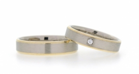 W2344-863 - snubní prsteny vyrobené z bílého a žlutého zlata  s diamantem - foto č. 210