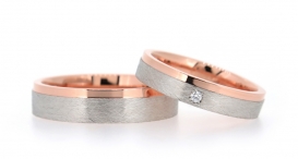 W2354-878 - snubní prsteny vyrobené z platiny a červeného zlata s diamantem - foto č. 204