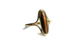 R1015 - prsten vyrobený ze zlata s tygřím okem - foto č. 171