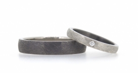 W2371-949 - snubní prsteny vyrobené z tantalu a platiny s diamantem - foto č. 191