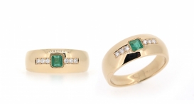 R1225b-923 (1) - prsten vyrobený z růžového zlata se smaragdem a diamanty - foto č. 57