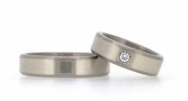 W2400-993 - snubní prsteny vyrobené z titanu a bílého zlata s diamantem - foto č. 174