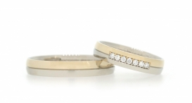 W2408-1010 - snubní prsteny vyrobené z bílého a žlutého zlata s diamanty - foto č. 164