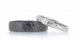 W2409-1009 - snubní prsteny vyrobené z Tantalu a bílého zlata s diamanty - foto č. 170