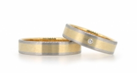 W2417-1014 - snubní prsteny vyrobené ze zlata a platiny s diamantem - foto č. 160