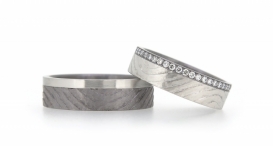 W2419-1018 - snubní prsteny vyrobené z tantalu a platiny s diamanty - foto č. 159