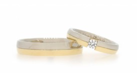 W2435-1076 - snubní prsteny vyrobené ze žlutého a bílého zlata s diamantem - foto č. 146