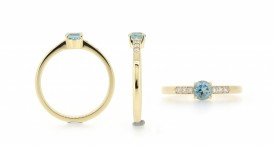 R1251d-1130 - prsten vyrobený ze zlata s akvamarínem a diamanty - foto č. 37