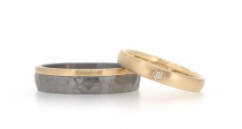 W2498-2019 - snubní prsteny vyrobené z tantalu a růžového zlata s diamantem - foto č. 110