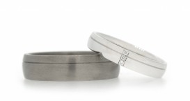 W2500-1228 - snubní prsteny vyrobené z titanu a bílého zlata s diamanty - foto č. 111