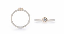 R1286-1247 - prsten vyrobený z platiny a růžového zlata s diamantem - foto č. 23