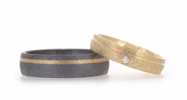 W2522-1277 - snubní prsteny vyrobené z tantalu a růžového zlata s diamantem - foto č. 88