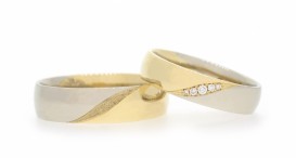 W2528-1280 - snubní prsteny vyrobené ze žlutého a bílého zlata s diamanty - foto č. 81