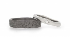 W2533 - snubní prsteny vyrobené z tantalu platiny s diamantem - foto č. 77