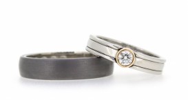 W2563-1329 - snubní prsteny vyrobené z platiny a tantalu s diamantem - foto č. 56
