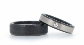 W2567-1345 - snubní prsteny vyrobené ze zirkonia a bílého zlata s černým diamantem - foto č. 53