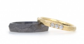 W2581-1357 - snubní prsteny vyrobené z tantalu a zlata s diamanty - foto č. 40