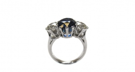 R1029 - prsten vyrobený z platiny s modrým safírem a diamanty - foto č. 117