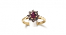 R1032 - Prsten vyrobený ze zlata s rubínem a diamanty - foto č. 160