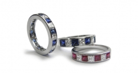 R1033 - prsten vyrobený z platiny s rubíny, safíry a diamanty - foto č. 66