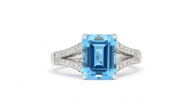 R1049-337 - prsten vyrobený z bílého zlata s modrým topazem a diamanty - foto č. 129