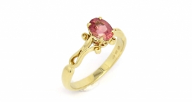 R1169 - prsten vyrobený ze zlata s růžovým spinelem - foto č. 80