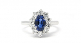 R1058 - prsten vyrobený ze zlata s modrým safírem a diamanty - foto č. 138