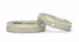W2206-554 - snubní prsteny s diamantem vyrobené z palladia - foto č. 304