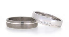 W2233-610 - snubní prsteny vyrobené z titanu, stříbra a zlata s diamanty - foto č. 285