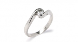 R1088 - prsten vyrobený z bílého zlata s diamantem - foto č. 123