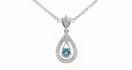 N7013 - náhrdelník vyrobený z bílého zlata s akvamarínem a diamanty - foto č. 19