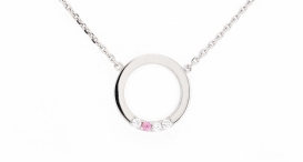 N7016 - náhrdelník vyrobený z bílého zlata s růžovým safírem a diamanty - foto č. 18