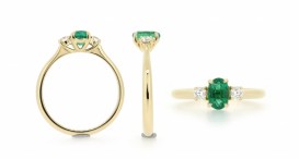 R1266-1150 - prsten vyrobený ze zlata se smaragdem a diamanty - foto č. 29