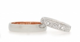W2464-1175 - snubní prsteny vyrobené z bílého a červeného zlata s diamanty - foto č. 90