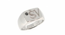R1275-1208 - prsten vyrobený z bílého zlata s černým diamantem - foto č. 26