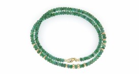 N7031-1371 - náhrdelník se smaragdy a zlatem - foto č. 7