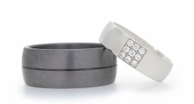 W2585-1363 - snubní prsteny vyrobené z tantalu a platiny s diamanty - foto č. 21