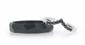 W2601-1390 - snubní prsteny vyrobené z tantalu a bílého zlata s černými diamanty - foto č. 7