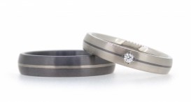 W2701-1541 - snubní prsteny vyrobené z tantalu a bílého zlata s diamantem - foto č. 3