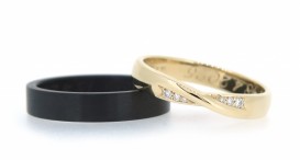 W2710-1561 - snubní prsteny vyrobené ze zirkonia a zlata s diamanty - foto č. 3