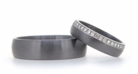 W2728-1583 - snubní prsteny vyrobené z tantalu a platiny s diamantem - foto č. 3