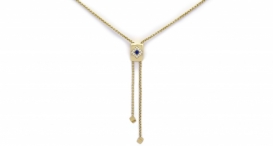 N7008-524 - náhrdelník s posuvnou sponou vyrobený z růžového zlata se safírem a diamanty - foto č. 20